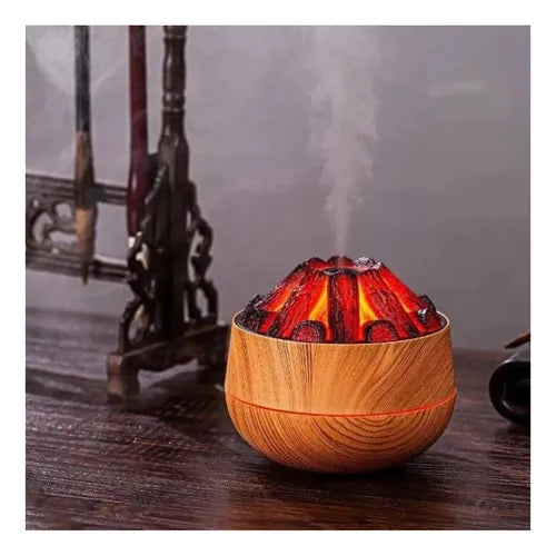 Difusor De Aromas Y Humidificador Fogata Con Luz Led Marrón Claro