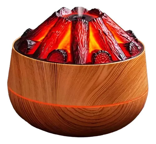 Difusor De Aromas Y Humidificador Fogata Con Luz Led Marrón Claro