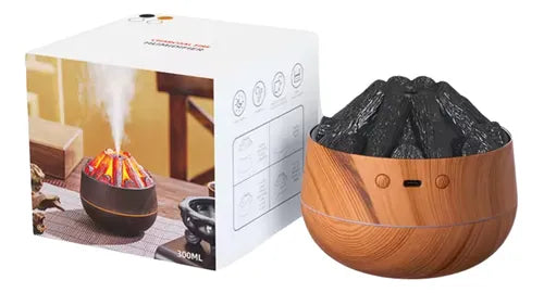 Difusor De Aromas Y Humidificador Fogata Con Luz Led Marrón Claro